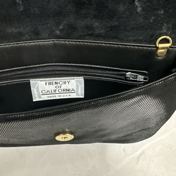 VINTAGE Frenchy of California Black Evening Envelope Clutch Sparkly Shiny - Picture 5 of 14